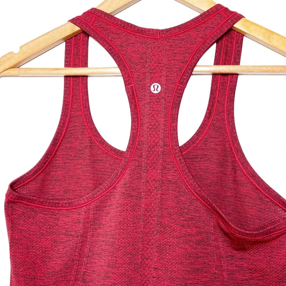 Lululemon Womens‎ Swiftly Racerback Tank Top Heathered Dark Red Space Dye Size 6